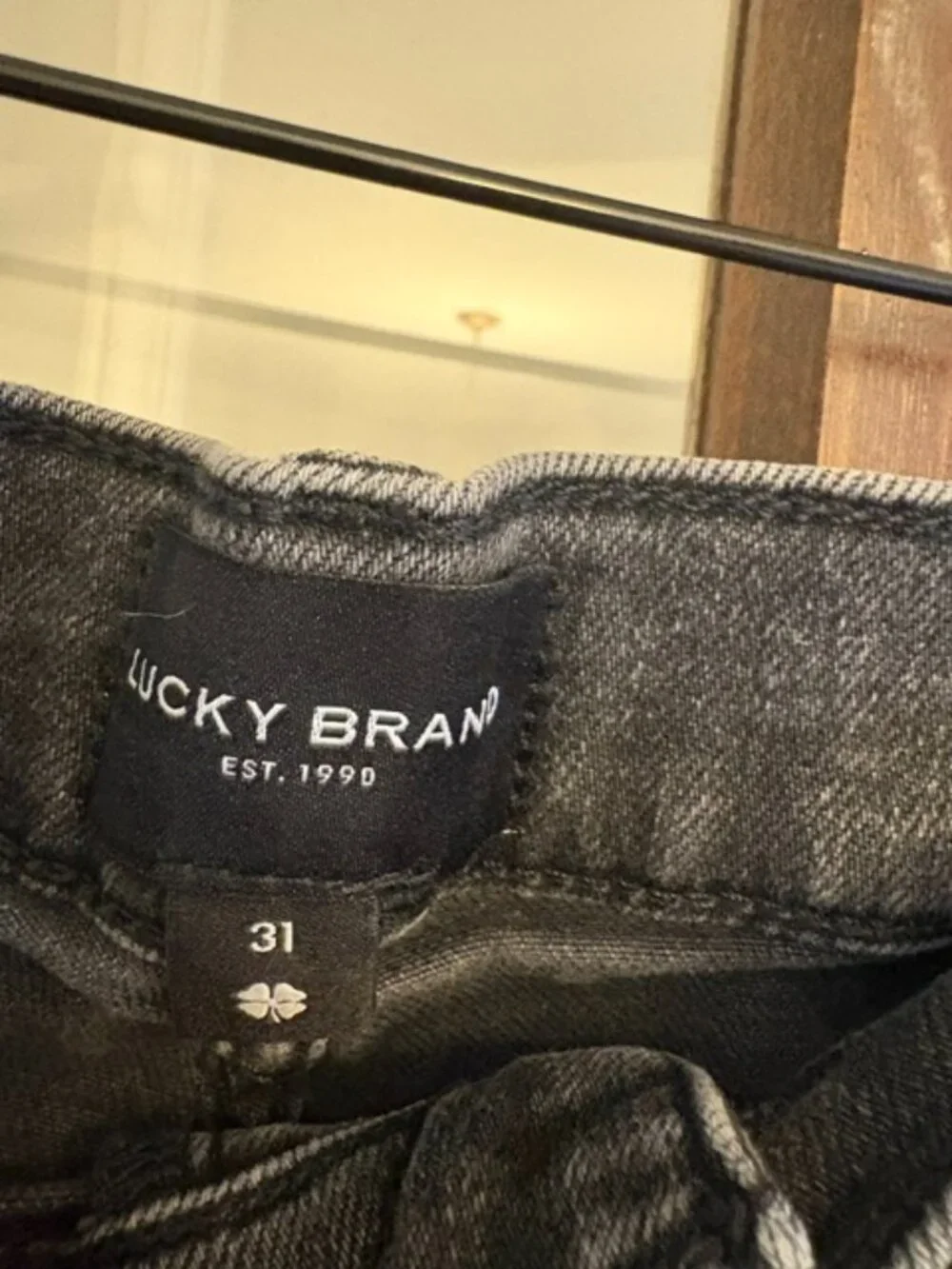Lucky Brand Black Denim Distressed Athletic Straight Short, Size 31